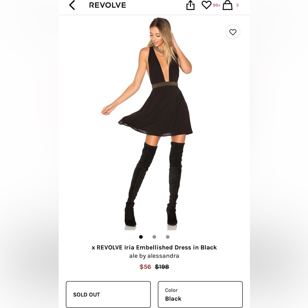 X REVOLVE Ále by Alessandra, Ira Embellished dress in Black. Size S.